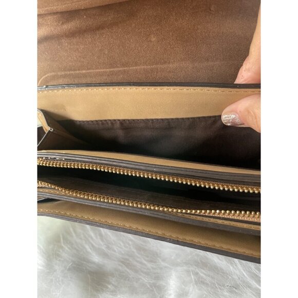 Parfois Womens Faux Croc Leather Crossbody Bag Burgundy & Tan Colorblock With Ad - Picture 7 of 9